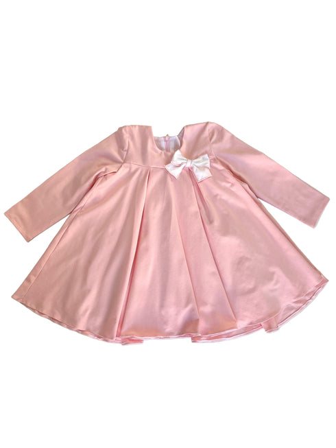 Rochie roz din jerse cu funda
